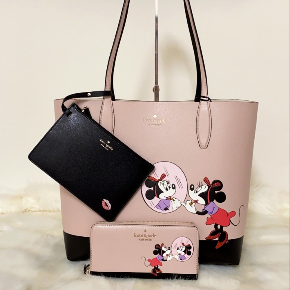 New💃Kate Disney Minnie Mouse Tote Wallet Set